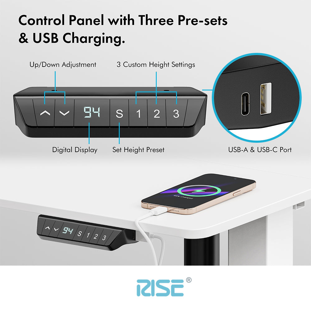 Height Adjustable Single Motor Standing Desk- RISE Edition