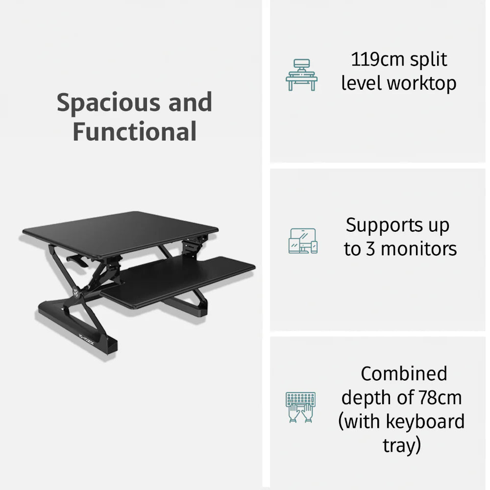 Ergonomic Triple Monitor Standing Desk Converter
