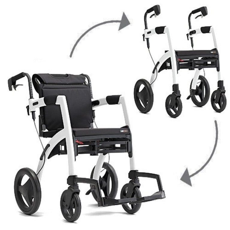 Rollz Motion (2.1) : 2-in-1 Rollator and Wheelchair Rollator Rollz Pebble White