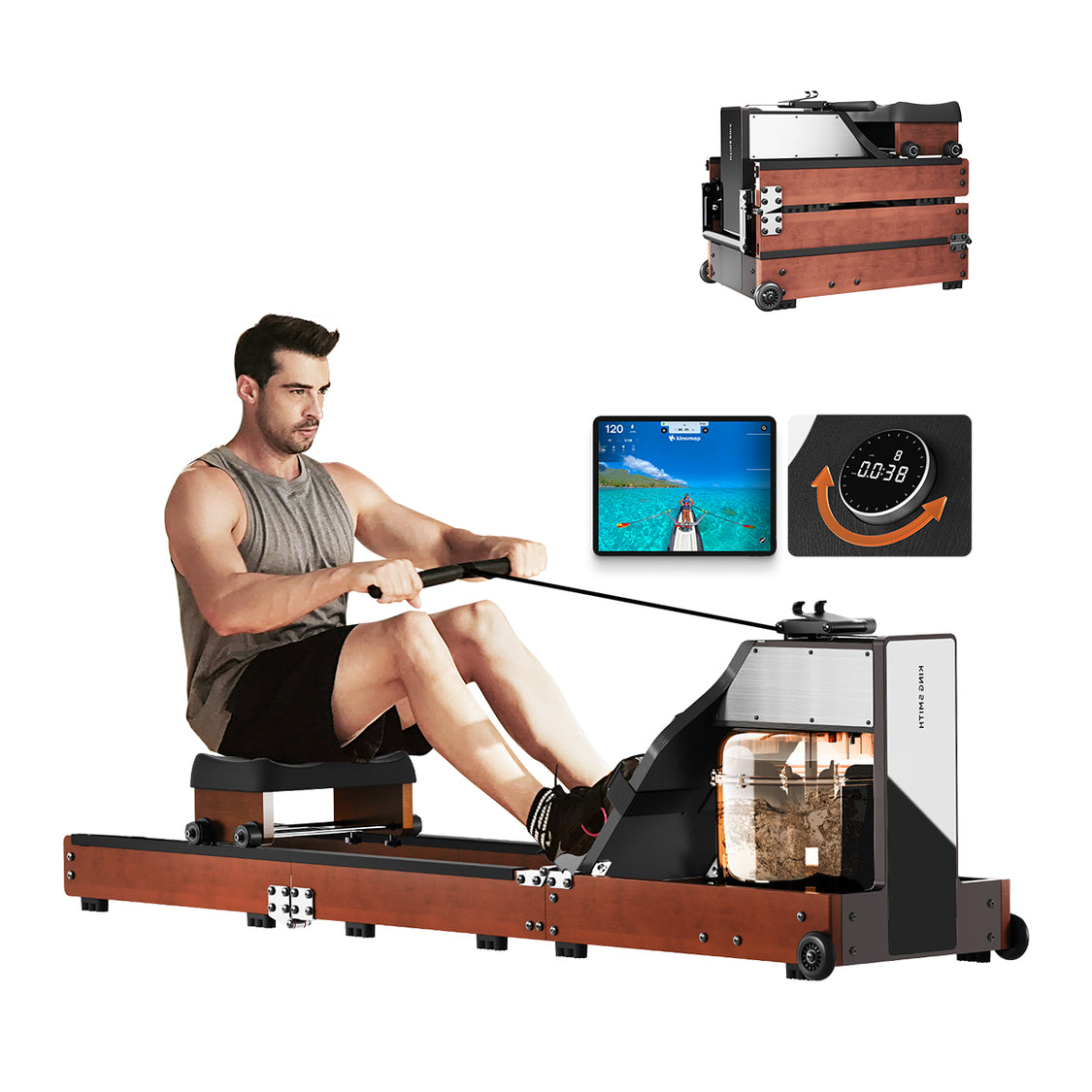 King Smith Fitness WM10 Foldable Water & Magnetic Rowing Machine