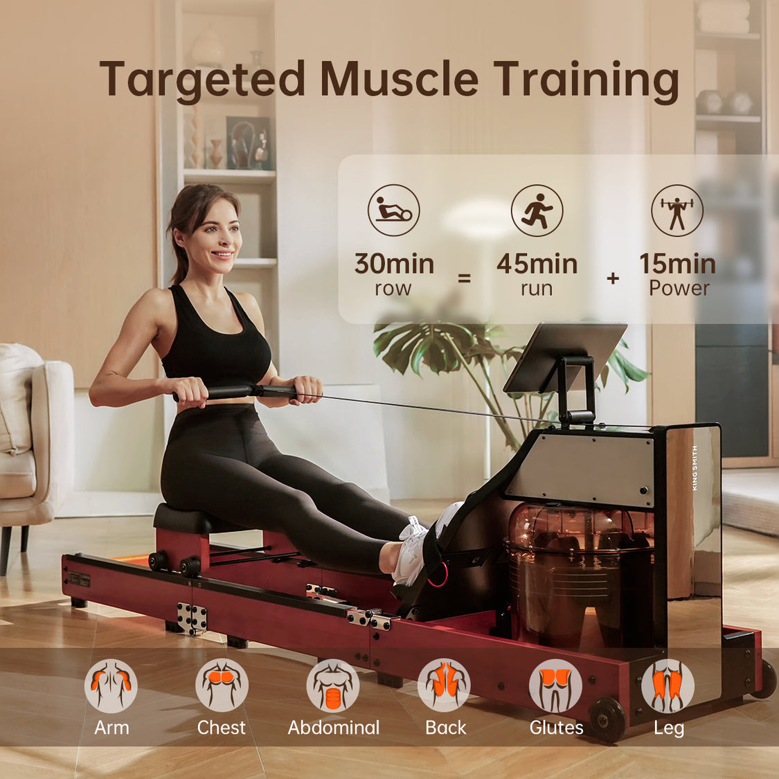 King Smith Fitness WM10 Foldable Water & Magnetic Rowing Machine