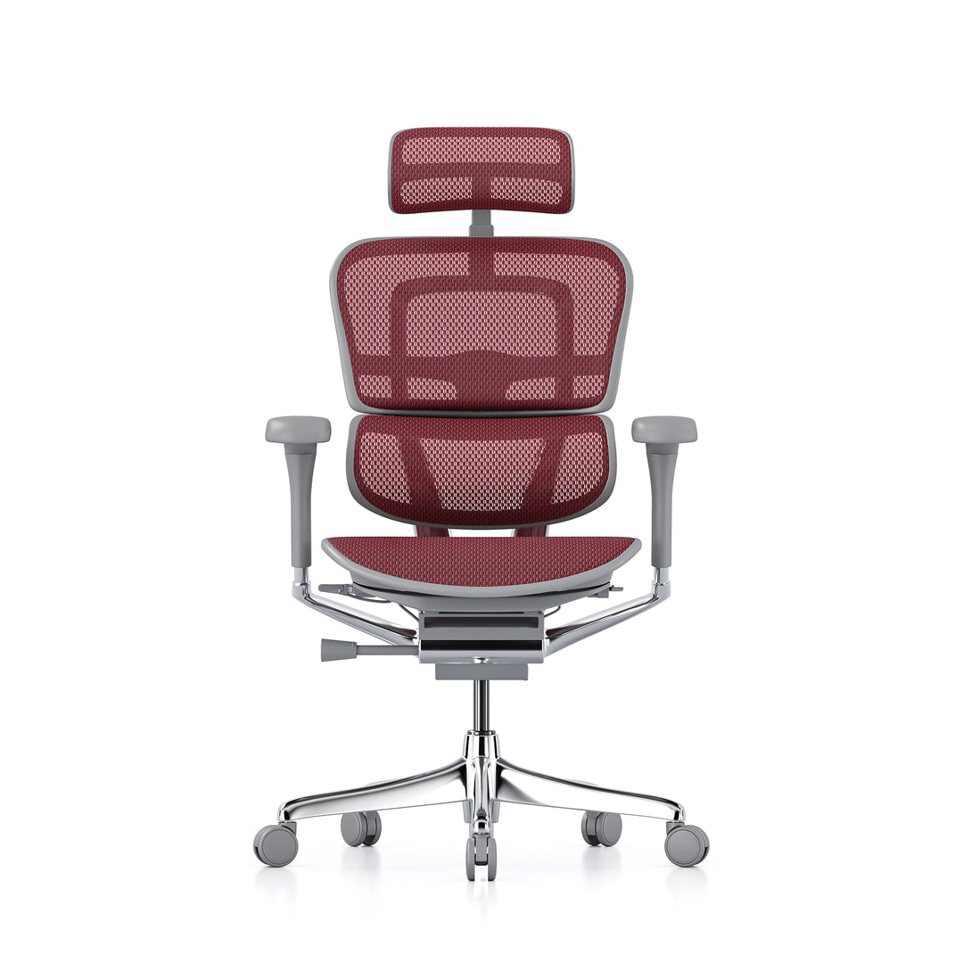 Ergohuman Office Chair- Red Mesh Office Chair Ergohuman With Headrest Grey