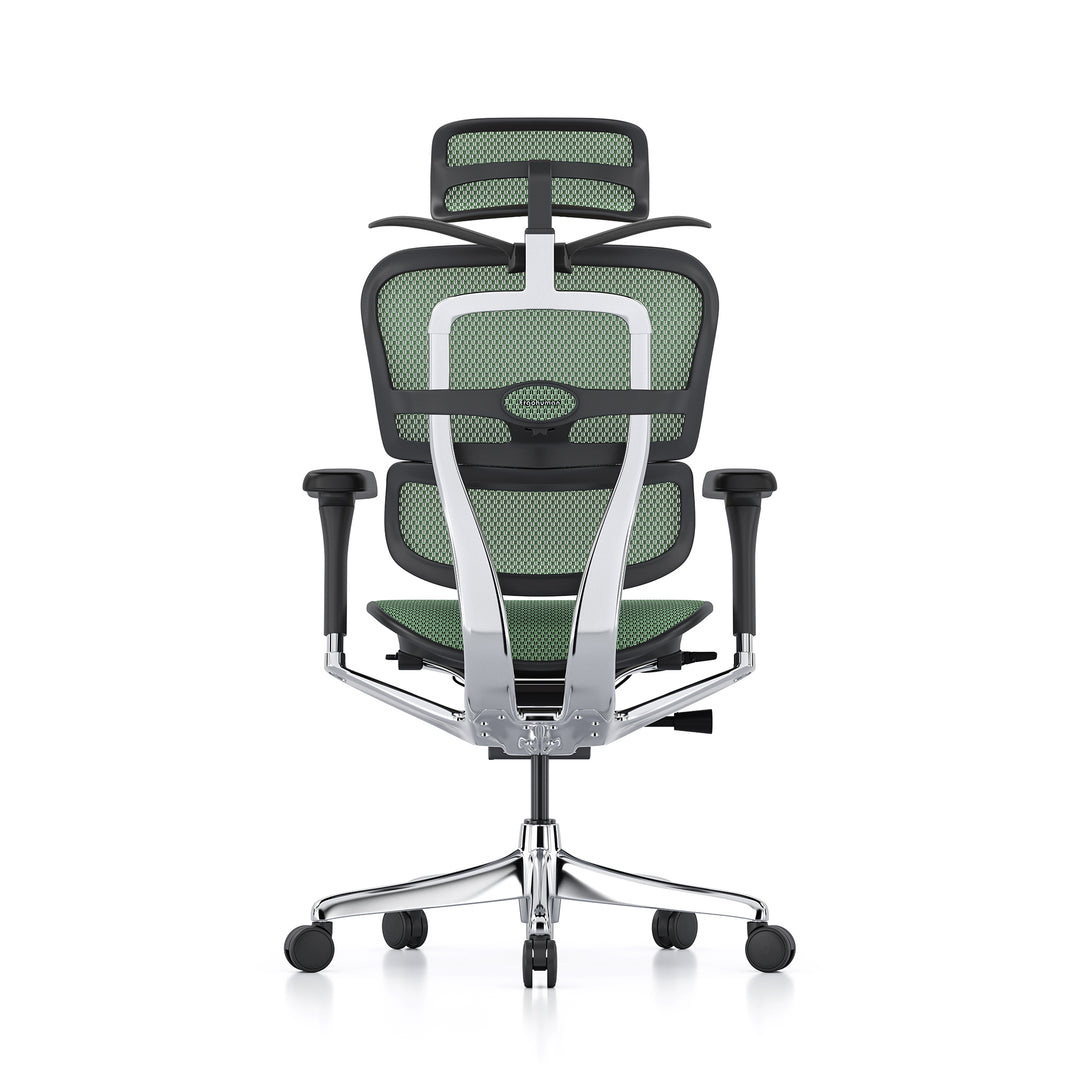 Ergohuman Office Chair- Green Mesh Office Chair Ergohuman With Headrest + Coat Hanger Black