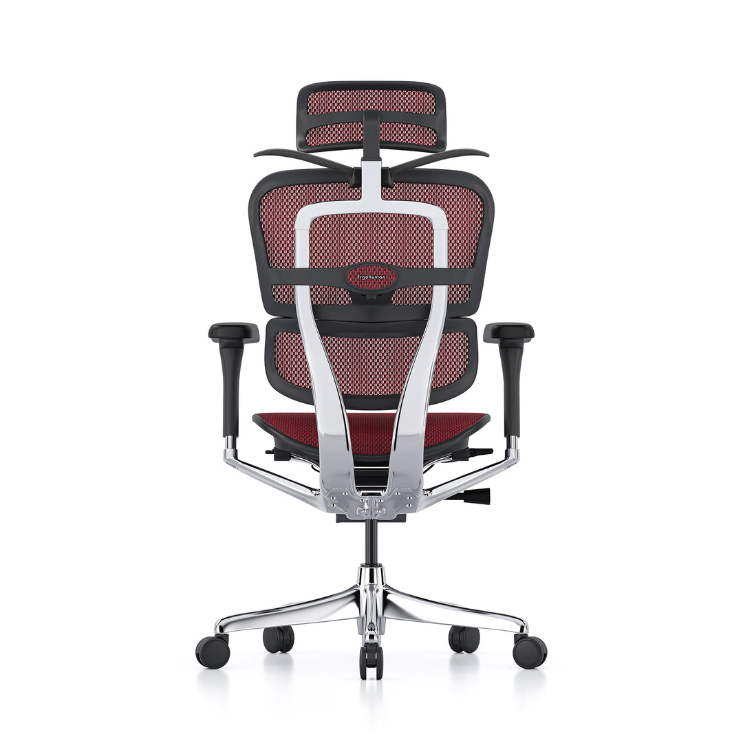 Ergohuman Office Chair- Red Mesh Office Chair Ergohuman With Headrest + Coat Hanger Black