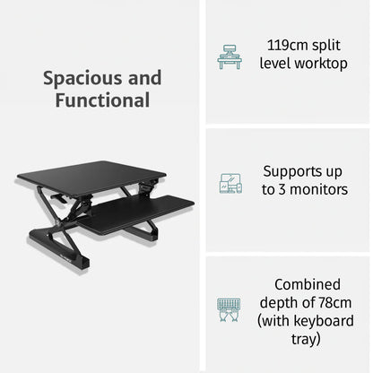 Ergonomic Triple Monitor Standing Desk Converter